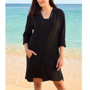 Women's Black Swim Coverup Hooded Plus size 14 16 1X Swimsuits For All